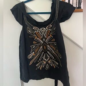 Embroidered Black Women's Top